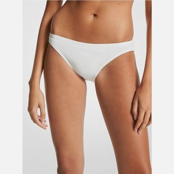 NWT Michael Kors Stretch Nylon Bikini Bottom Hipster Brief White medium - Picture 1 of 12